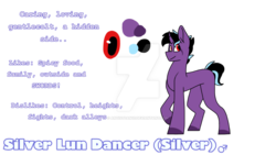 Size: 1024x576 | Tagged: safe, artist:lightxwolf19, oc, oc only, oc:silver lun dancer, pony, unicorn, deviantart watermark, male, obtrusive watermark, reference sheet, simple background, solo, stallion, transparent background, watermark