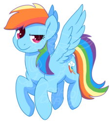 Size: 900x996 | Tagged: safe, artist:darkodraco, rainbow dash, pegasus, pony, g4, feathered wings, female, mare, obtrusive watermark, simple background, smiling, solo, spread wings, transparent background, watermark, wings
