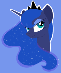 Size: 1197x1432 | Tagged: safe, artist:dativyrose, princess luna, alicorn, pony, g4, bust, crown, ethereal mane, female, freckles, jewelry, lidded eyes, mare, regalia, smiling, solo