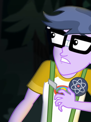 Size: 467x628 | Tagged: safe, screencap, micro chips, equestria girls, g4, my little pony equestria girls: legend of everfree, camp everfree outfits, clothes, cropped, glasses, male, shocked