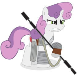 Size: 908x880 | Tagged: safe, artist:ejlightning007arts, sweetie belle, g4, crossover, rey, simple background, staff, star wars, star wars: the force awakens, transparent background, vector
