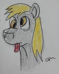 Size: 940x1171 | Tagged: safe, artist:rapidsnap, derpy hooves, pony, g4, :p, female, silly, solo, tongue out, traditional art