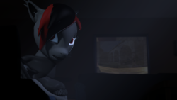 Size: 3265x1837 | Tagged: safe, artist:jollyoldcinema, oc, oc only, oc:nightfang, pony, 3d, alone, bedroom, isolation, lonely, night, solo, source filmmaker