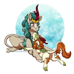 Size: 1474x1463 | Tagged: safe, artist:inuhoshi-to-darkpen, autumn blaze, rain shine, kirin, sounds of silence, :p, awwtumn blaze, cloven hooves, colored hooves, cute, duo, female, prone, quadrupedal, shineabetes, silly, simple background, slit pupils, sploot, tongue out, transparent background