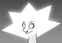 Size: 2000x1377 | Tagged: safe, artist:tacobender, edit, vector edit, ambiguous race, gem (race), gem pony, pony, female, mare, monochrome, ponified, solo, spoilers for another series, steven universe, vector, white diamond (steven universe)