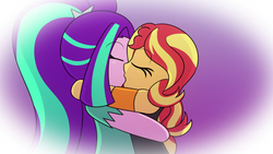 Size: 1280x720 | Tagged: safe, artist:jake heritagu, aria blaze, sunset shimmer, comic:aria's archives, equestria girls, g4, my little pony equestria girls: better together, female, lesbian, shipping, sunblaze