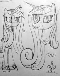 Size: 800x1008 | Tagged: safe, artist:supra80, princess cadance, pony, g4, clothes, collar, crown, cuffs, jewelry, pencil drawing, regalia, sketch, sketch dump, stockings, thigh highs, traditional art