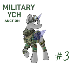 Size: 1500x1400 | Tagged: safe, artist:rutkotka, pegasus, pony, unicorn, auction, clothes, combat, commission, female, goggles, mare, military, soldier, uniform, your character here
