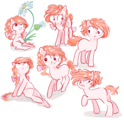 Size: 1150x1110 | Tagged: safe, artist:pinkablue, oc, oc:flowering, earth pony, pony, female, flower, open mouth, simple background, smiling, white background