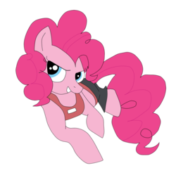 Size: 1402x1399 | Tagged: safe, artist:dragondaak, pinkie pie, earth pony, pony, g4, clothes, crossover, female, mare, nintendo, pants, simple background, solo, super smash bros., tank top, transparent background, wii fit, wii fit trainer
