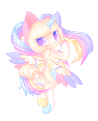 Size: 932x1149 | Tagged: safe, artist:miniaru, oc, oc only, oc:angel cake, alicorn, pony, butt, colored hooves, colored wings, cute, female, looking at you, mare, plot, simple background, smiling, solo, transparent background, underhoof