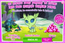 Size: 1026x687 | Tagged: safe, gameloft, lumbar, changedling, changeling, nymph, g4, the hearth's warming club, advertisement, costs real money, cute, cuteling, introduction card