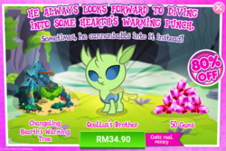 Size: 1026x687 | Tagged: safe, gameloft, lumbar, changedling, changeling, nymph, g4, my little pony: friendship is magic, the hearth's warming club, advertisement, costs real money, cute, cuteling, introduction card