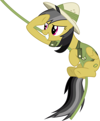 Size: 6000x7247 | Tagged: safe, artist:chainchomp2, daring do, pegasus, pony, g4, read it and weep, absurd resolution, clothes, female, hat, mare, pith helmet, salute, simple background, smiling, smirk, solo, transparent background, underhoof, vector, vine