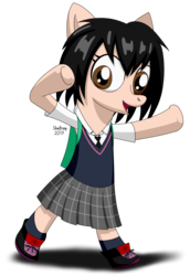 Size: 5500x8000 | Tagged: safe, artist:toonalexsora007, pony, absurd resolution, clothes, crossover, no tail, peni parker, ponified, school uniform, simple background, solo, spider-man: into the spider-verse, transparent background