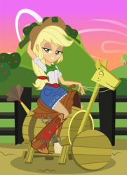 Size: 1707x2358 | Tagged: safe, artist:mother-of-trolls, applejack, equestria girls, g4, beautiful, bedroom eyes, boots, clothes, commission, cowboy boots, cowboy hat, cowgirl, cute, denim skirt, eyelashes, green eyes, hat, jackabetes, miniskirt, pinup, sexy, shoes, skirt, smiling, stetson, stupid sexy applejack, trojan horse, woman