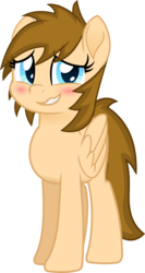 Size: 1492x2808 | Tagged: safe, artist:itspeahead, oc, oc only, oc:stellar winds, pegasus, pony, g4, blue eyes, blushing, female, folded wings, looking at you, mare, movie accurate, simple background, smiling, solo, transparent background, vector, wings