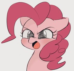 Size: 861x822 | Tagged: safe, artist:manachaaaaaaaa, pinkie pie, earth pony, pony, g4, absolutely disgusting, angry, bust, female, mare, open mouth, portrait, simple background, solo, white background