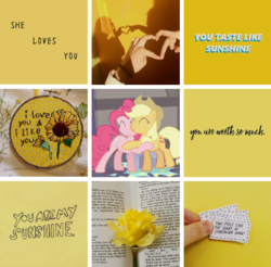 Size: 538x529 | Tagged: artist needed, source needed, safe, applejack, pinkie pie, g4, hearthbreakers, cute, eyes closed, female, hug, lesbian, mare, moodboard, ship:applepie, shipping, smiling, text
