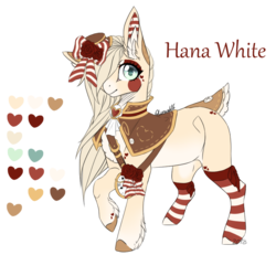 Size: 918x849 | Tagged: safe, artist:luuny-luna, oc, oc only, oc:hana white, earth pony, pony, clothes, deer tail, female, flower, flower in hair, mare, reference sheet, simple background, socks, solo, striped socks, transparent background