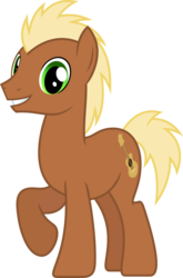 Size: 1280x1939 | Tagged: safe, artist:chainchomp2, meadow song, earth pony, pony, g4, background pony, male, raised hoof, simple background, smiling, solo, stallion, transparent background, vector