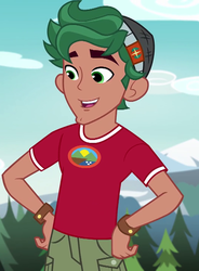 Size: 531x720 | Tagged: safe, screencap, timber spruce, equestria girls, g4, my little pony equestria girls: legend of everfree, camp everfree logo, camp everfree outfits, clothes, cropped, male, shorts, smiling