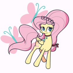 Size: 1280x1280 | Tagged: safe, artist:turtlefarminguy, fluttershy, pegasus, pony, g4, alternate hairstyle, cute, cutie mark background, female, jewelry, mare, necklace, shyabetes, smiling