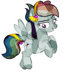 Size: 1464x1624 | Tagged: safe, artist:diamond-chiva, oc, oc only, oc:rainbow flash, crystal pony, pegasus, pony, crystallized, female, mare, offspring, parent:quibble pants, parent:rainbow dash, parents:quibbledash, rainbow hair, simple background, solo, transparent background