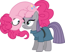 Size: 2233x1787 | Tagged: safe, artist:davidsfire, maud pie, pinkie pie, earth pony, pony, g4, clothes, female, looking at each other, mare, pinkie being pinkie, simple background, sister, transparent background, vector