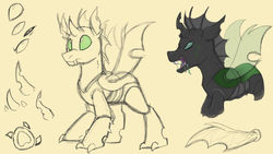 Size: 1280x720 | Tagged: safe, artist:itstaylor-made, oc, changeling, drool, fangs, sketch