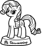 Size: 138x150 | Tagged: safe, rarity, pony, unicorn, fallout equestria, fallout equestria: commonwealth, g4, black and white, cutie mark, fanfic, fanfic art, female, grayscale, hooves, horn, mare, ministry mares, ministry mares statuette, monochrome, picture for breezies, simple background, smiling, solo, statuette, transparent background