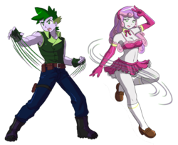 Size: 3080x2504 | Tagged: safe, artist:danmakuman, edit, spike, sweetie belle, human, equestria girls, g4, armpits, female, high res, human spike, male, older, older spike, older sweetie belle, ship:spikebelle, shipping, simple background, straight, white background
