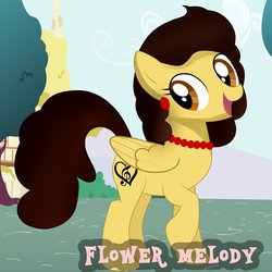 Size: 2000x2000 | Tagged: safe, artist:danielitamlp, oc, oc only, oc:flower melody, pegasus, pony, ear piercing, earring, female, high res, jewelry, looking at you, mare, necklace, open mouth, pearl necklace, piercing, raised hoof, smiling, solo
