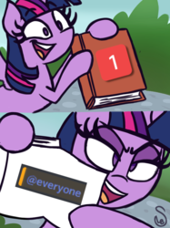 Size: 760x1015 | Tagged: safe, artist:quarium edits, twilight sparkle, alicorn, pony, g4, @everyone, discord (program), exploitable meme, meme, twilight sparkle (alicorn), twilight's fact book