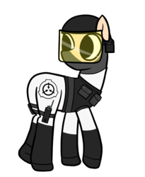 Size: 3333x4055 | Tagged: safe, artist:czu, pony, helmet, looking back, scp, scp foundation