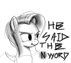 Size: 1324x1173 | Tagged: safe, artist:hoofwaffe, pony, angry, monochrome, n word, racism