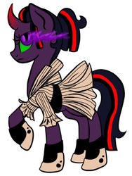 Size: 400x532 | Tagged: safe, artist:srsishere, twilight sparkle, pony, unicorn, ask corrupted twilight sparkle, g4, alternate hairstyle, clothes, corrupted, corrupted twilight sparkle, curved horn, dark, dark equestria, dark magic, dark queen, dark world, dress, female, hairstyle, hoof shoes, horn, magic, queen twilight, solo, sombra eyes, sombra horn, tumblr, tyrant sparkle, unicorn twilight