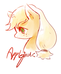 Size: 406x492 | Tagged: safe, artist:norang94, applejack, earth pony, pony, g4, bust, missing accessory, profile