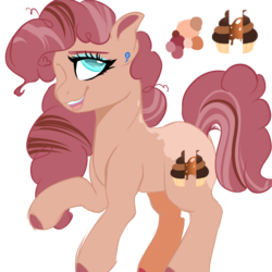 Size: 768x768 | Tagged: safe, artist:tendraflame69, oc, oc only, oc:malting cupcake, earth pony, pony, female, mare, offspring, parent:cheese sandwich, parent:pinkie pie, parents:cheesepie, simple background, solo, transparent background