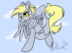 Size: 1000x733 | Tagged: safe, artist:srsishere, derpy hooves, pegasus, pony, g4, cutie mark, female, flying, mare, scrunchy face, solo, underhoof