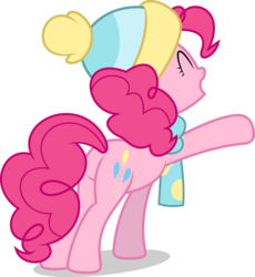 Size: 5000x5439 | Tagged: safe, artist:luckreza8, pinkie pie, earth pony, pony, best gift ever, g4, .svg available, absurd resolution, clothes, eyes closed, flank, hat, open mouth, scarf, vector, winter outfit