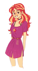 Size: 540x1000 | Tagged: safe, artist:freshfriend, sunset shimmer, equestria girls, equestria girls specials, g4, my little pony equestria girls: better together, my little pony equestria girls: spring breakdown, choker, clothes, dress, female, simple background, smiling, solo, white background