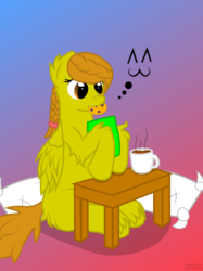 Size: 5443x7258 | Tagged: safe, oc, oc only, oc:maidgefirecarrot, pony, absurd resolution, cookie, food, pillow, solo, table, vector