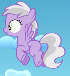 Size: 940x1014 | Tagged: safe, screencap, sweet pop, pegasus, pony, g4, the cutie re-mark, background pony, cropped, female, filly, flying, foal, smiling, solo