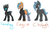 Size: 2188x1304 | Tagged: safe, artist:syntiset, oc, oc only, oc:cayce, oc:clodagh, oc:foundling, changeling, earth pony, hybrid, pony, wolf, fallout equestria, amputee, prosthetic leg, prosthetic limb, prosthetics, scar