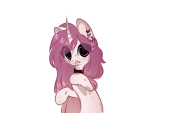 Size: 984x635 | Tagged: dead source, safe, artist:php146, oc, oc only, oc:ryuko, pony, unicorn, chibi, eye clipping through hair, female, mare, simple background, solo, white background