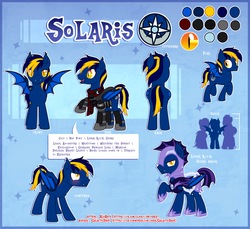 Size: 4602x4212 | Tagged: safe, artist:alsarts, oc, oc only, oc:solaris, bat pony, pony, absurd resolution, bat pony oc, chest fluff, male, night guard, reference sheet, solo, stallion