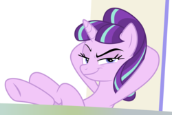 Size: 6000x4000 | Tagged: safe, artist:tomfraggle, starlight glimmer, pony, unicorn, g4, the cutie re-mark, crossed hooves, female, hooves behind head, looking at you, s5 starlight, simple background, slasher smile, smiling, smirk, smug, smuglight glimmer, solo, transparent background, vector, welcome home twilight