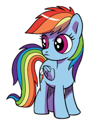 Size: 620x840 | Tagged: safe, artist:pencils, idw, rainbow dash, pegasus, pony, g4, spoiler:comic, spoiler:comicidw2020, background removed, comics, cropped, female, filly, filly rainbow dash, simple background, solo, transparent background, younger