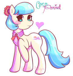 Size: 1280x1332 | Tagged: safe, artist:artnya, coco pommel, pony, g4, cocobetes, cute, female, heart, pac-man eyes, simple background, solo, white background